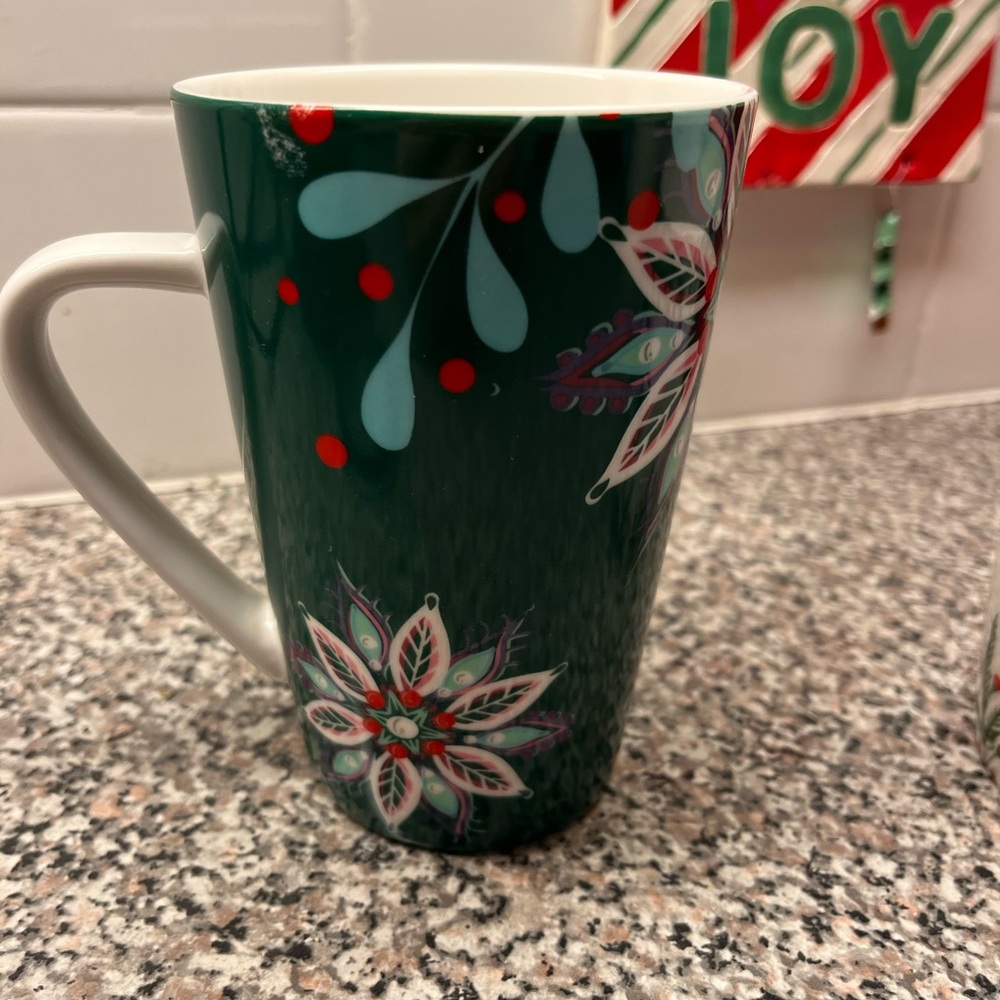 Festive Floral Green Mug